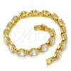 Oro Laminado Tennis Bracelet, Gold Filled Style with White Cubic Zirconia, Polished, Golden Finish, 03.213.0039.08