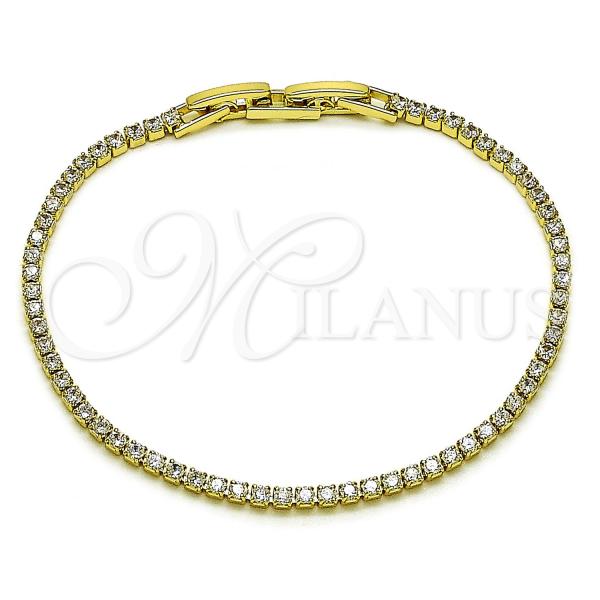 Oro Laminado Tennis Bracelet, Gold Filled Style with White Cubic Zirconia, Polished, Golden Finish, 03.130.0006.1.07