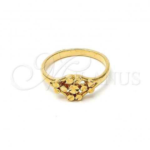 Oro Laminado Elegant Ring, Gold Filled Style Flower Design, Diamond Cutting Finish, Golden Finish, 5.174.019.08 (Size 8)