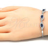 Sterling Silver Fancy Bracelet, with Sapphire Blue and White Cubic Zirconia, Polished, Rhodium Finish, 03.286.0014.3.07