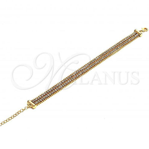 Oro Laminado Fancy Bracelet, Gold Filled Style with White Cubic Zirconia, Polished, Golden Finish, 03.60.0121.07