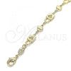 Oro Laminado Fancy Anklet, Gold Filled Style Lock and Heart Design, Polished, Golden Finish, 03.326.0022.10