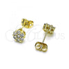 Oro Laminado Stud Earring, Gold Filled Style with White Cubic Zirconia, Polished, Golden Finish, 02.213.0358.2