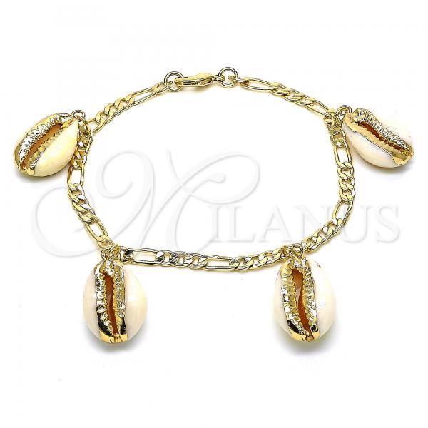 Oro Laminado Charm Bracelet, Gold Filled Style Shell Design, Polished, Golden Finish, 03.63.2077.08