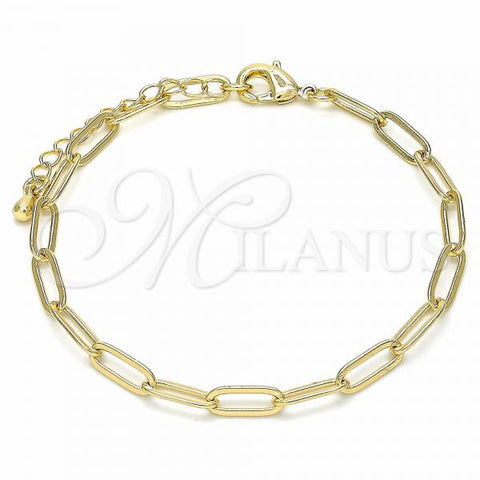 Oro Laminado Basic Bracelet, Gold Filled Style Paperclip Design, Polished, Golden Finish, 04.63.1395.07