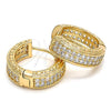 Oro Laminado Huggie Hoop, Gold Filled Style with White Micro Pave, Polished, Golden Finish, 02.217.0022.20