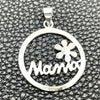 Sterling Silver Fancy Pendant, Mom Design, Polished, Silver Finish, 05.392.0073