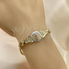 Oro Laminado Fancy Bracelet, Gold Filled Style Guadalupe and Flower Design, Diamond Cutting Finish, Tricolor, 03.351.0147.08