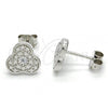 Sterling Silver Stud Earring, with White Cubic Zirconia, Polished, Rhodium Finish, 02.186.0149.1