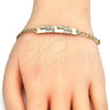 Oro Laminado ID Bracelet, Gold Filled Style Elephant Design, Polished, Golden Finish, 03.213.0065.08