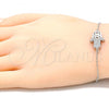 Sterling Silver Fancy Bracelet, Hand of God Design, with White Cubic Zirconia, Polished, Rhodium Finish, 03.336.0092.07