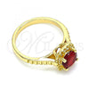 Oro Laminado Multi Stone Ring, Gold Filled Style with Garnet Cubic Zirconia, Polished, Golden Finish, 01.284.0044.1.06