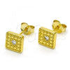 Sterling Silver Stud Earring, with White Cubic Zirconia, Polished, Golden Finish, 02.186.0148