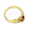 Oro Laminado Multi Stone Ring, Gold Filled Style with Garnet and White Cubic Zirconia, Polished, Golden Finish, 01.284.0052.1.09