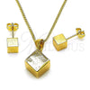 Oro Laminado Earring and Pendant Adult Set, Gold Filled Style Polished, Golden Finish, 10.342.0191