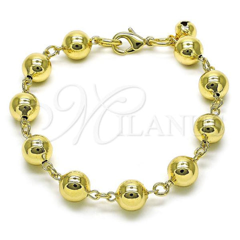 Oro Laminado Fancy Bracelet, Gold Filled Style Ball and Hollow Design, Polished, Golden Finish, 03.331.0253.08