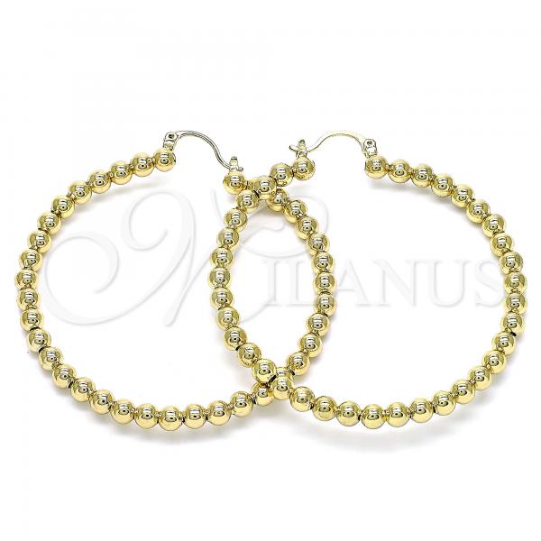 Oro Laminado Large Hoop, Gold Filled Style Ball Design, Polished, Golden Finish, 02.385.0002.50