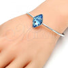Rhodium Plated Individual Bangle, with Light Turquoise Swarovski Crystals, Polished, Rhodium Finish, 07.239.0006 (02 MM Thickness, One size fits all)