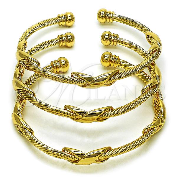Oro Laminado Trio Bangle, Gold Filled Style and Infinite Polished, Golden Finish, 07.282.0014