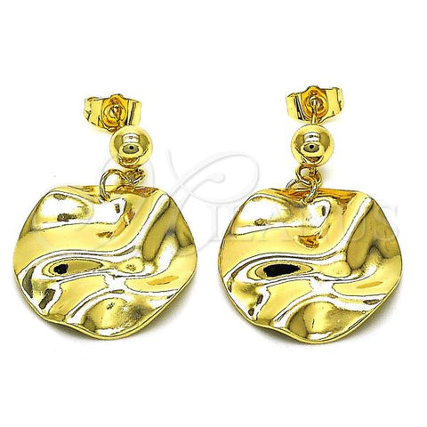 Oro Laminado Dangle Earring, Gold Filled Style Chunky Design, Polished, Golden Finish, 02.385.0025