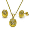 Oro Laminado Earring and Pendant Adult Set, Gold Filled Style Polished, Golden Finish, 10.342.0211