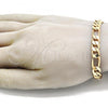 Oro Laminado Basic Bracelet, Gold Filled Style Figaro Design, Polished, Golden Finish, 03.213.0095.08