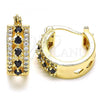 Oro Laminado Small Hoop, Gold Filled Style with Black and White Cubic Zirconia, Polished, Golden Finish, 02.210.0269.3.15