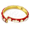 Oro Laminado Individual Bangle, Gold Filled Style Flower Design, Red Enamel Finish, Golden Finish, 07.246.0002.4.02 (08 MM Thickness, Size 2 - 1.75 Diameter)
