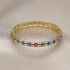 Oro Laminado Individual Bangle, Gold Filled Style Evil Eye Design, with White Crystal, Multicolor Enamel Finish, Golden Finish, 07.380.0001.2.05