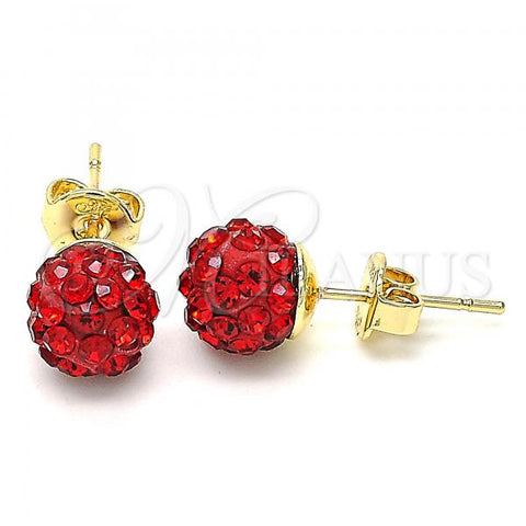 Oro Laminado Stud Earring, Gold Filled Style with Garnet Crystal, Polished, Golden Finish, 02.63.2707.4