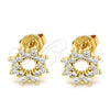 Oro Laminado Stud Earring, Gold Filled Style with White Cubic Zirconia, Polished, Golden Finish, 02.156.0303