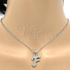 Stainless Steel Pendant Necklace, Initials and Rolo Design, with White Crystal, Polished, Steel Finish, 04.238.0005.1.18