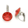 Rhodium Plated Leverback Earring, with Padparadscha Swarovski Crystals, Polished, Rhodium Finish, 02.239.0005.4