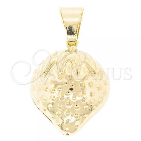 Oro Laminado Fancy Pendant, Gold Filled Style Strawberry Design, Golden Finish, 45.015