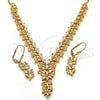 Oro Laminado Necklace and Earring, Gold Filled Style Leaf Design, with White Cubic Zirconia, Polished, Golden Finish, 06.236.0007