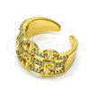 Oro Laminado Multi Stone Ring, Gold Filled Style with White Micro Pave, Polished, Golden Finish, 01.102.0007