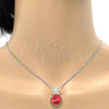 Rhodium Plated Pendant Necklace, Flower and Box Design, with Padparadscha Swarovski Crystals and White Cubic Zirconia, Polished, Rhodium Finish, 04.239.0020.16