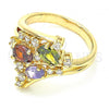 Oro Laminado Multi Stone Ring, Gold Filled Style with Multicolor Cubic Zirconia, Polished, Golden Finish, 01.221.0006.1.07 (Size 7)