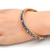 Oro Laminado Individual Bangle, Gold Filled Style with White Crystal, Purple Enamel Finish, Golden Finish, 07.246.0007.05 (07 MM Thickness, Size 5 - 2.50 Diameter)