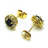 Oro Laminado Stud Earring, Gold Filled Style with Black and White Cubic Zirconia, Polished, Golden Finish, 02.344.0081.5