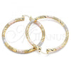 Oro Laminado Large Hoop, Gold Filled Style Diamond Cutting Finish, Tricolor, 02.170.0243.1.60