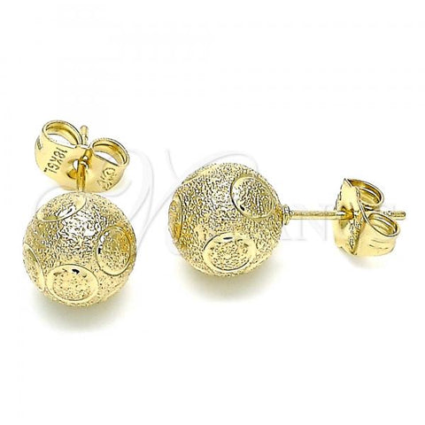 Oro Laminado Stud Earring, Gold Filled Style Matte Finish, Golden Finish, 02.100.0112