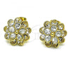 Oro Laminado Stud Earring, Gold Filled Style Flower Design, with Crystal Crystal, Polished, Golden Finish, 02.379.0025