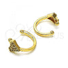 Oro Laminado Earcuff Earring, Gold Filled Style with White Micro Pave, Polished, Golden Finish, 02.210.0691