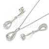 Sterling Silver Earring and Pendant Adult Set, Teardrop Design, Polished, Rhodium Finish, 10.337.0005