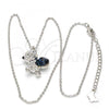 Rhodium Plated Pendant Necklace, Teddy Bear Design, with Montana and Aurore Boreale Swarovski Crystals, Black Enamel Finish, Rhodium Finish, 04.239.0041.18
