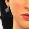 Rhodium Plated Leverback Earring, with Garnet and White Cubic Zirconia, Polished, Rhodium Finish, 02.210.0215.5