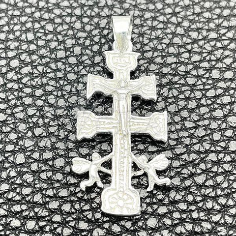 Sterling Silver Religious Pendant, Crucifix Design, Polished, Silver Finish, 05.392.0036