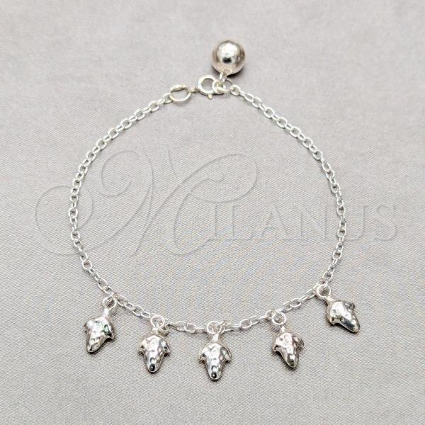 Sterling Silver Fancy Bracelet, Grape Design, Polished, Silver Finish, 03.409.0100.08