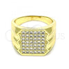 Oro Laminado Mens Ring, Gold Filled Style with White Micro Pave, Polished, Golden Finish, 01.283.0020.10 (Size 10)